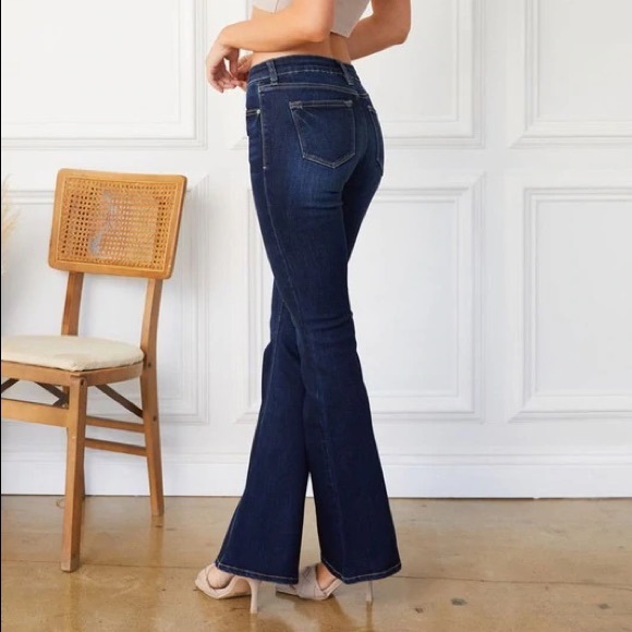 KanCan Dark Mid Rise Flares - Picture 4 of 7